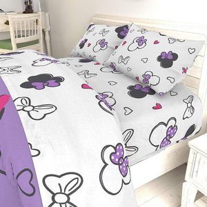 Disney Minnie Mouse Purple Love TWIN Size Bed in a Bag Set NEW